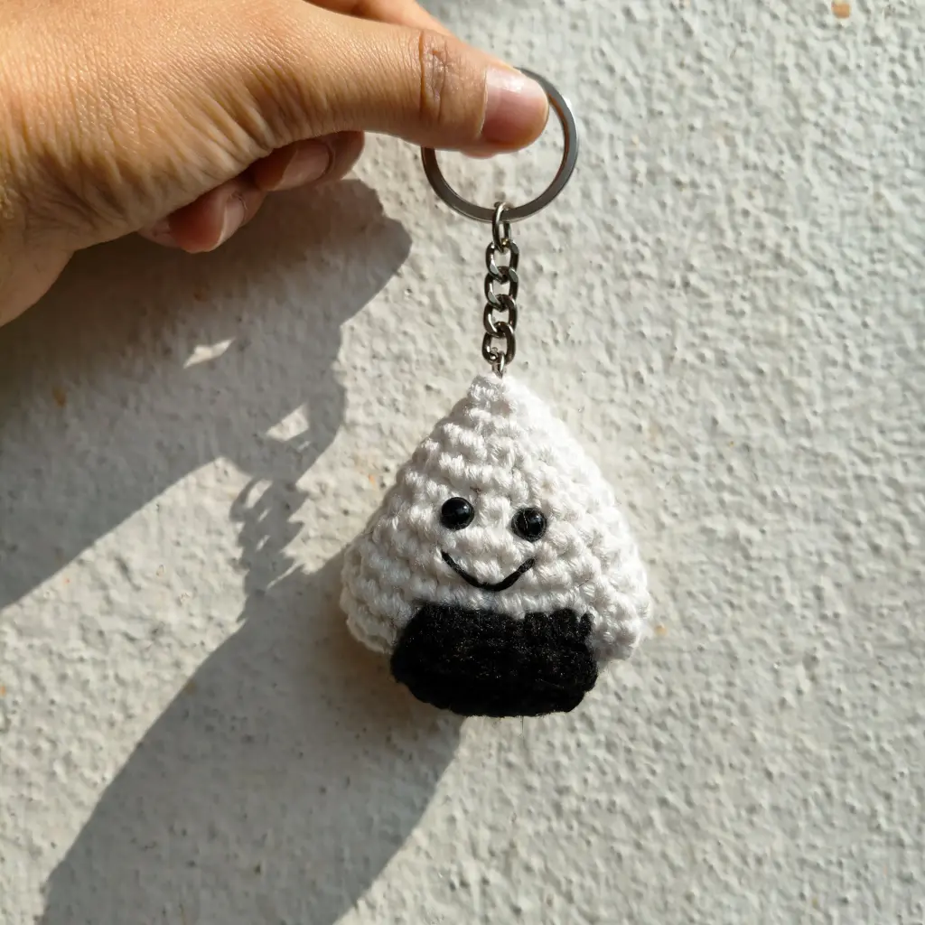 Happy Onigiri Crochet Keychain