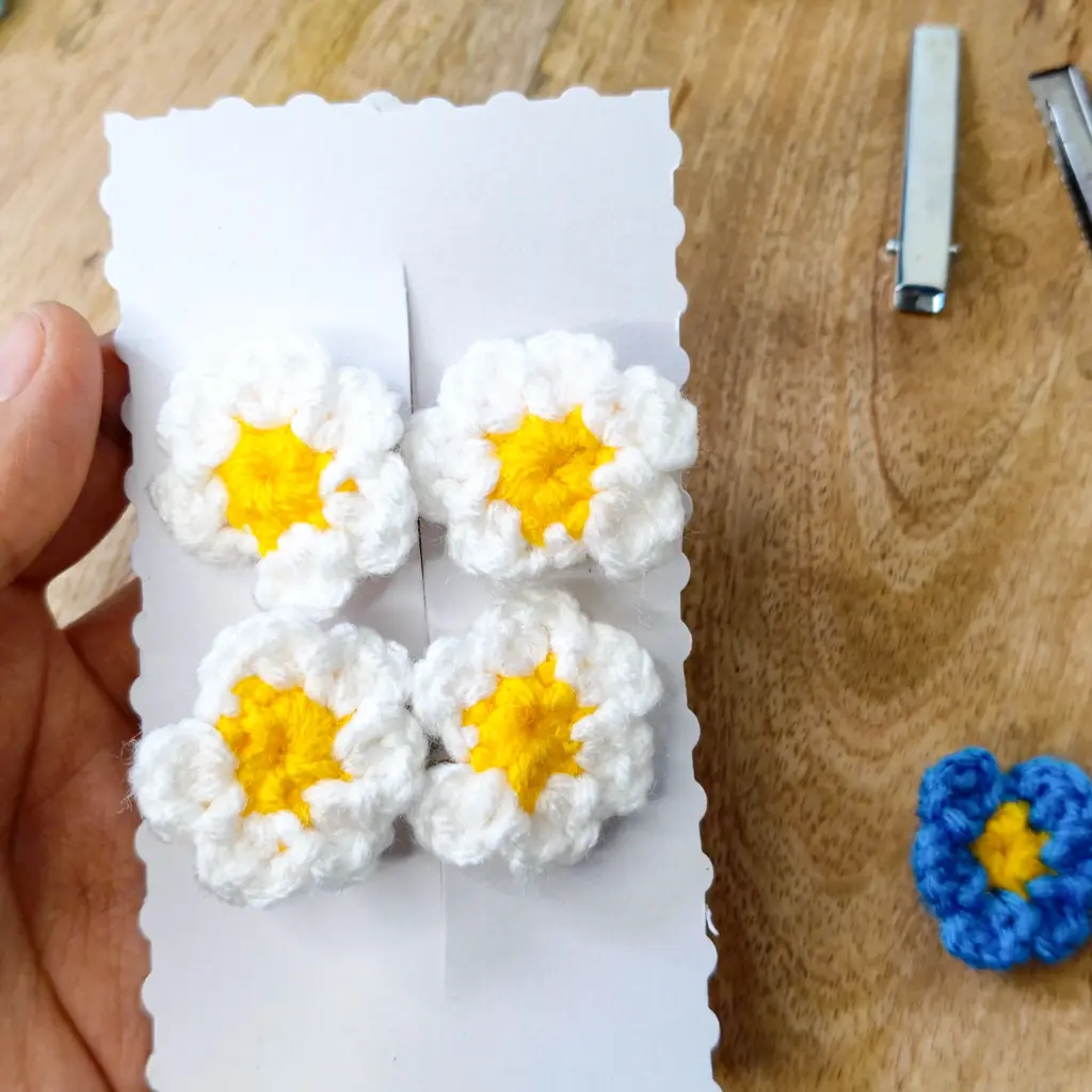Crochet White Flower Hair Clips