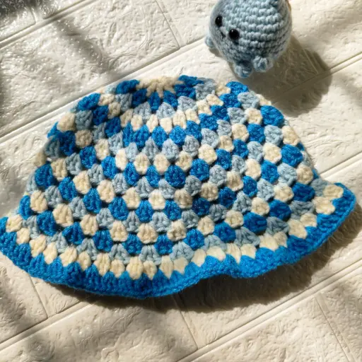 Cozy Baby Hat – Blue & White