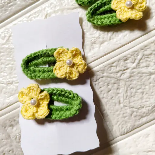 Pearl Blossom Clips - Lemon