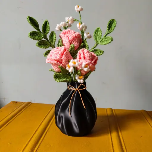 Crochet Rose  Vase