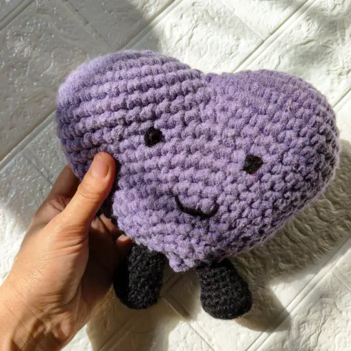 Crochet Heart Soft Toy – Lavender