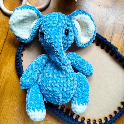 Crochet Elephant Soft Toy – Sky Blue