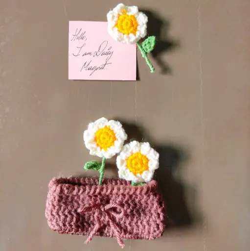 Crochet Daisy Magnet Set