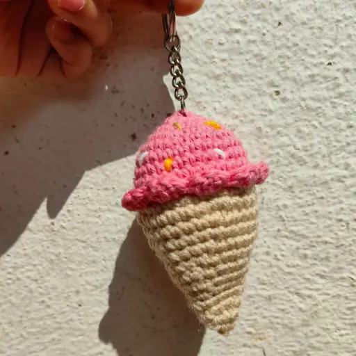 Ice Cream Keychain – Strawberry Swirl
